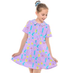 Arcade Dreams Lilac Kids  Short Sleeve Shirt Dress by thePastelAbomination