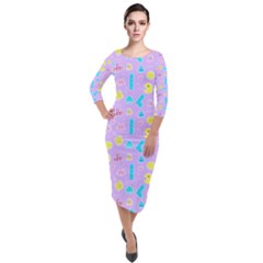 Arcade Dreams Lilac Quarter Sleeve Midi Velour Bodycon Dress by thePastelAbomination