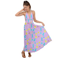 Arcade Dreams Lilac Backless Maxi Beach Dress by thePastelAbomination