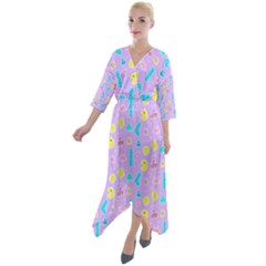 Arcade Dreams Lilac Quarter Sleeve Wrap Front Maxi Dress by thePastelAbomination