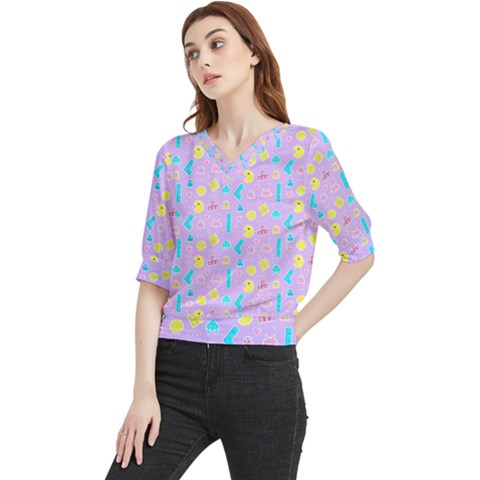 Arcade Dreams Lilac Quarter Sleeve Blouse by thePastelAbomination