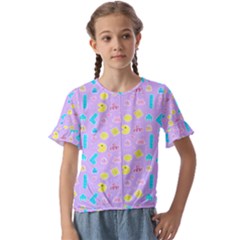 Arcade Dreams Lilac Kids  Cuff Sleeve Scrunch Bottom Tee