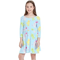 My Adventure Blue Kids  Quarter Sleeve Skater Dress