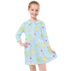 My Adventure Blue Kids  Quarter Sleeve Shirt Dress by thePastelAbomination