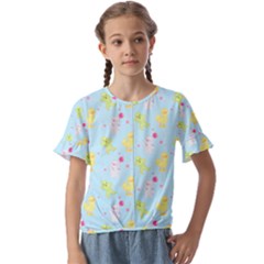 My Adventure Blue Kids  Cuff Sleeve Scrunch Bottom Tee