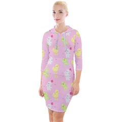 Pastel Adventure Quarter Sleeve Hood Bodycon Dress