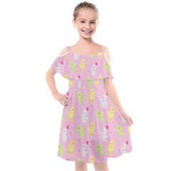 Pastel Adventure Kids  Cut Out Shoulders Chiffon Dress