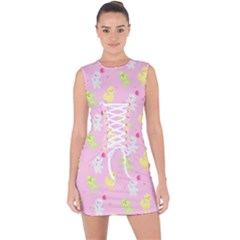 Pastel Adventure Lace Up Front Bodycon Dress