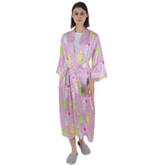 Pastel Adventure Maxi Satin Kimono