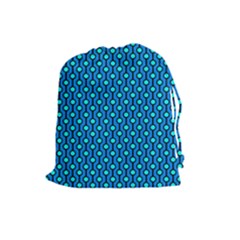 Blue Circles On A Dark Blue Background Drawstring Pouch (large) by SychEva