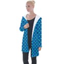 Blue Circles On A Dark Blue Background Longline Hooded Cardigan View1