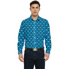 Blue Circles On A Dark Blue Background Men s Long Sleeve  Shirt