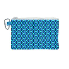 Blue Circles On A Dark Blue Background Canvas Cosmetic Bag (medium) by SychEva