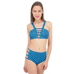 Blue Circles On A Dark Blue Background Cage Up Bikini Set by SychEva