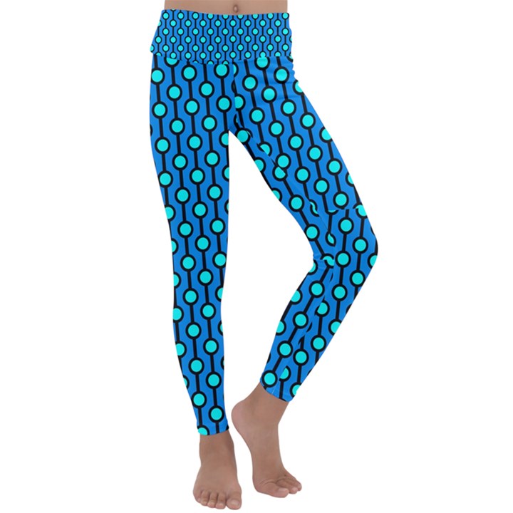 Blue Circles On A Dark Blue Background Kids  Lightweight Velour Classic Yoga Leggings