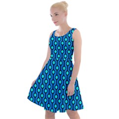 Blue Circles On A Dark Blue Background Knee Length Skater Dress by SychEva