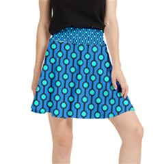 Blue Circles On A Dark Blue Background Waistband Skirt by SychEva