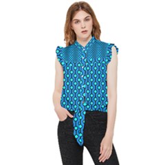 Blue Circles On A Dark Blue Background Frill Detail Shirt by SychEva