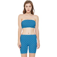 Blue Circles On A Dark Blue Background Stretch Shorts And Tube Top Set by SychEva