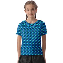 Blue Circles On A Dark Blue Background Kids  Frill Chiffon Blouse by SychEva