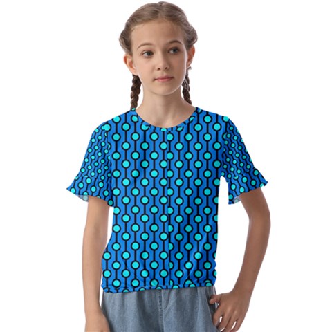 Blue Circles On A Dark Blue Background Kids  Cuff Sleeve Scrunch Bottom Tee by SychEva