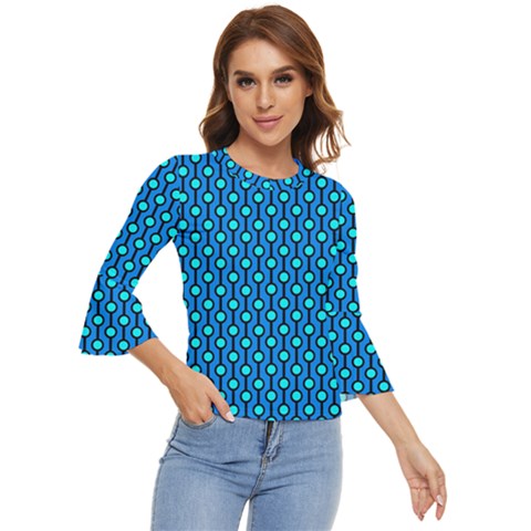 Blue Circles On A Dark Blue Background Bell Sleeve Top by SychEva