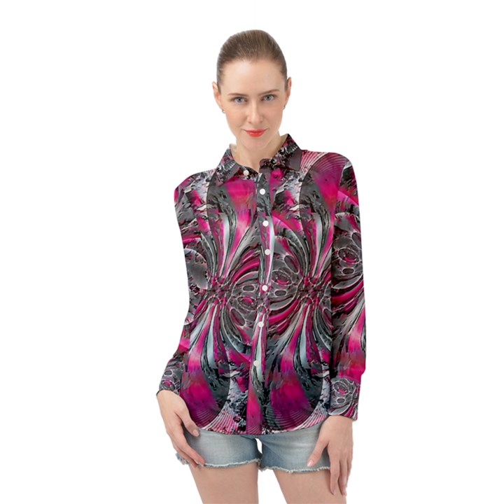 Mixed Signals Long Sleeve Chiffon Shirt