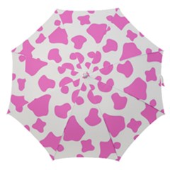 Pink Cow Spots, Large Version, Animal Fur Print In Pastel Colors Straight Umbrellas by Casemiro