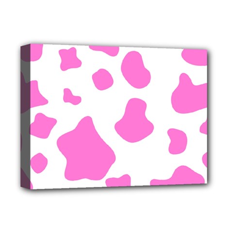 Pink Cow Spots, Large Version, Animal Fur Print In Pastel Colors Deluxe Canvas 16  X 12  (stretched)  by Casemiro