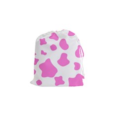 Pink Cow Spots, Large Version, Animal Fur Print In Pastel Colors Drawstring Pouch (small) by Casemiro