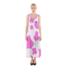 Pink Cow Spots, Large Version, Animal Fur Print In Pastel Colors Sleeveless Maxi Dress by Casemiro