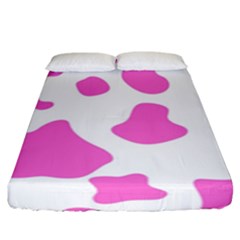 Pink Cow Spots, Large Version, Animal Fur Print In Pastel Colors Fitted Sheet (king Size) by Casemiro