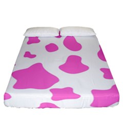 Pink Cow Spots, Large Version, Animal Fur Print In Pastel Colors Fitted Sheet (california King Size) by Casemiro