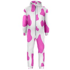 Pink Cow Spots, Large Version, Animal Fur Print In Pastel Colors Hooded Jumpsuit (men)  by Casemiro