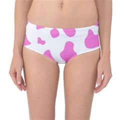 Pink Cow Spots, Large Version, Animal Fur Print In Pastel Colors Mid-waist Bikini Bottoms by Casemiro