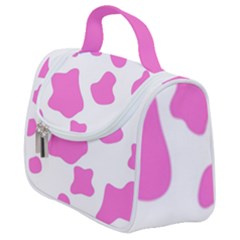 Pink Cow Spots, Large Version, Animal Fur Print In Pastel Colors Satchel Handbag by Casemiro