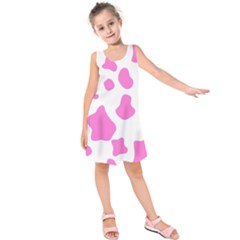 Pink Cow Spots, Large Version, Animal Fur Print In Pastel Colors Kids  Sleeveless Dress by Casemiro