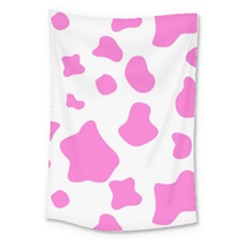 Pink Cow Spots, Large Version, Animal Fur Print In Pastel Colors Large Tapestry