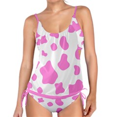 Pink Cow Spots, Large Version, Animal Fur Print In Pastel Colors Tankini Set by Casemiro