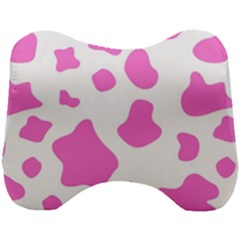 Pink Cow Spots, Large Version, Animal Fur Print In Pastel Colors Head Support Cushion by Casemiro