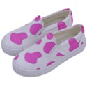 Pink Cow spots, large version, animal fur print in pastel colors Kids  Canvas Slip Ons View2