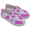 Pink Cow spots, large version, animal fur print in pastel colors Kids  Canvas Slip Ons View3