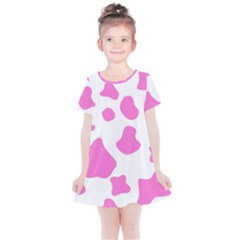 Pink Cow Spots, Large Version, Animal Fur Print In Pastel Colors Kids  Simple Cotton Dress by Casemiro