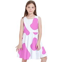 Pink Cow Spots, Large Version, Animal Fur Print In Pastel Colors Kids  Skater Dress by Casemiro