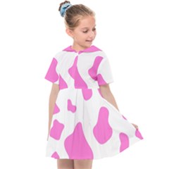 Pink Cow Spots, Large Version, Animal Fur Print In Pastel Colors Kids  Sailor Dress by Casemiro