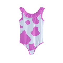 Pink Cow Spots, Large Version, Animal Fur Print In Pastel Colors Kids  Frill Swimsuit by Casemiro