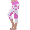 Pink Cow spots, large version, animal fur print in pastel colors Lightweight Velour Capri Yoga Leggings View2