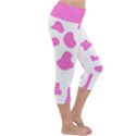 Pink Cow spots, large version, animal fur print in pastel colors Lightweight Velour Capri Yoga Leggings View3