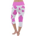 Pink Cow spots, large version, animal fur print in pastel colors Lightweight Velour Capri Yoga Leggings View4