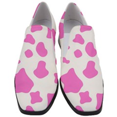 Pink Cow Spots, Large Version, Animal Fur Print In Pastel Colors Women Slip On Heel Loafers by Casemiro